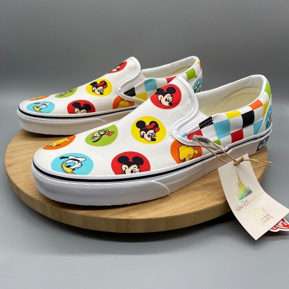 Vans Disney 50th Anniversary Mickey & Friends Slip-O White Sneaker Shoes Mens 10 - Picture 9 of 16